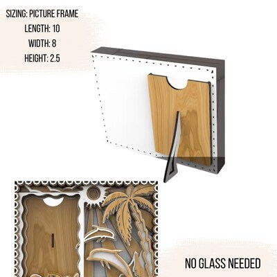 Urbalabs Layered Wood Standing Picture Frames Dolphin Palm Tree Beach Handmade 4x6 Picture Frame Photo Frame No Glass Needed Abstract Home - image2